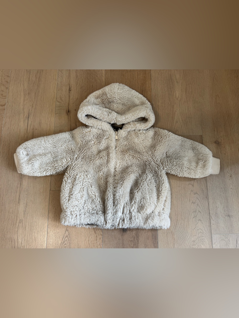 ZARA Cozy Hooded Teddy Jacket for Kids - Cream
